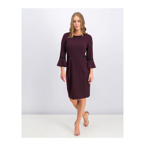Calvin Klein Dresses & Skirts - Calvin Klein Piped Bell-Sleeve Sheath Dress